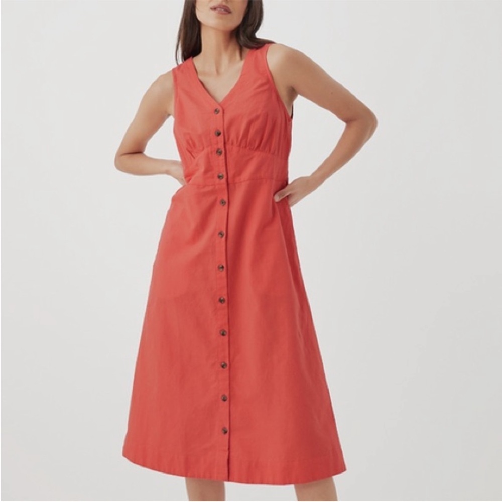 NWT Pact Canopy Linen Blend Button-Front Dress (Small)